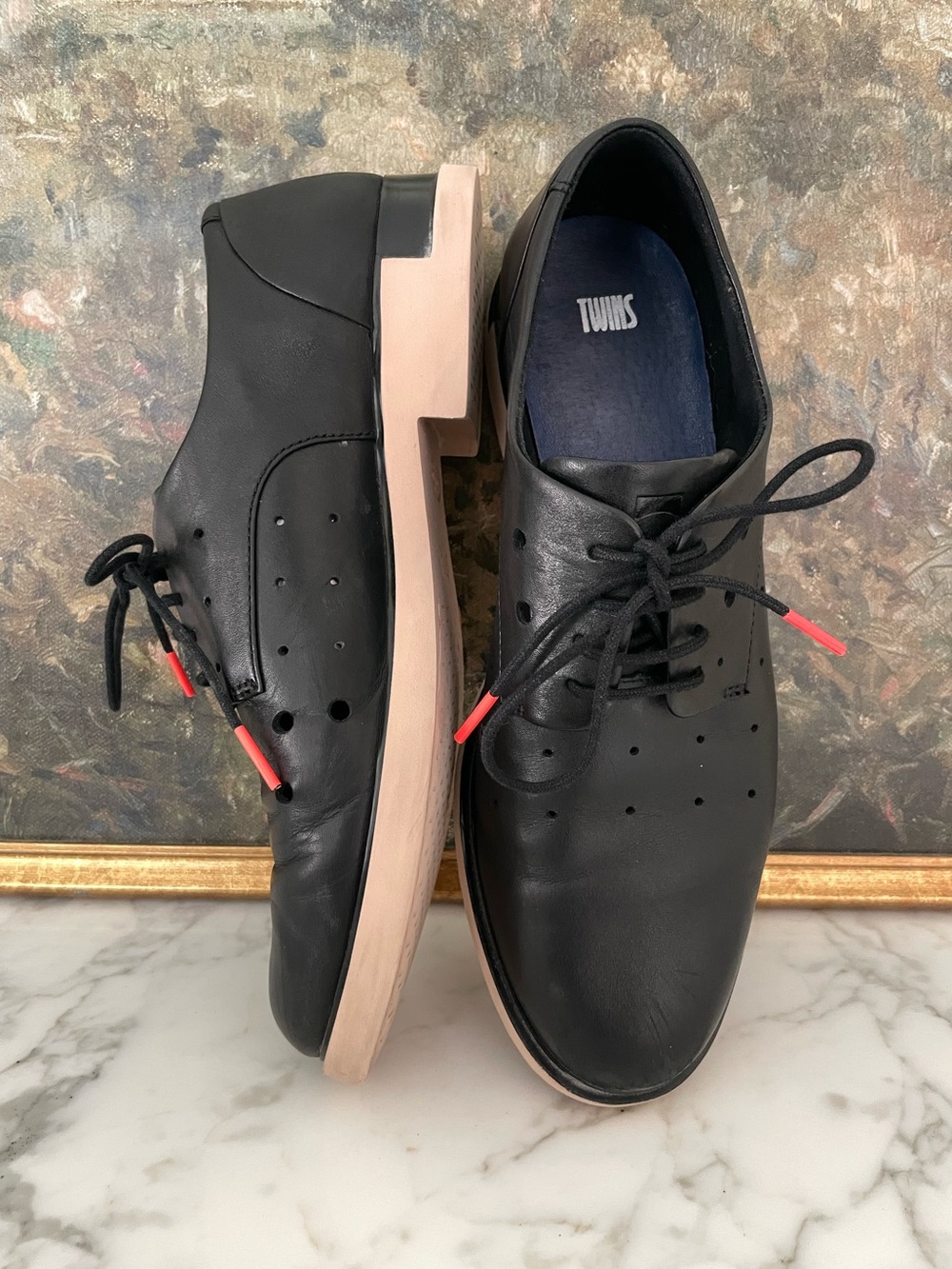 Camper Twins Oxford Shoes Black Leather Lightweight 40 size 9 Womens